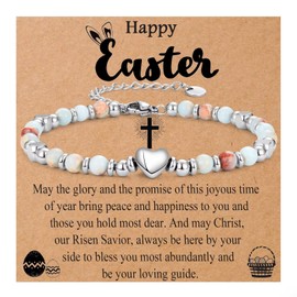 OAVOOK Easter Basket Stuffers for Teen Girls Christian Gifts Heart Bracelet Religious Gifts for Daughter, Granddaughter, Niece, Sister