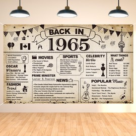 DARUNAXY 60th Birthday Party Decorations, Canada Vintage 1965 Banner 60 Year Old Birthday Party Poster Supplies CA Back in 1965 Backdrop Photography Background for Men & Women 60th Class Reunion Decor