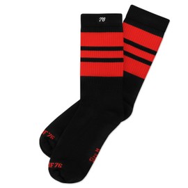 Spirit of 76 Men's & Women's Retro Socks with Stripes - Black - Red, size: 35-38