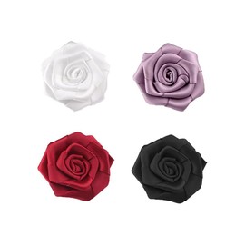 Ribbon Rose Flower Brooches Pins Delicate Simple Flowers Brooch Classic for Women Ladies Men Girls Elegant Elegant Lapel Pins Collar Neck Tie Dress Suit Shirt Accessories Jewelry 4Pcs Set