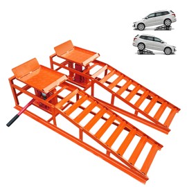 2PC 5Ton/11,000lbs Hydraulic Car Ramps, Portable Hydraulic Vehicle Lift, Car Ramp Solution for Oil Changes & Home Garage Auto Repairs