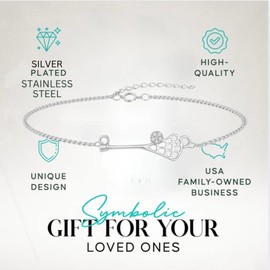 Lacrosse Stick Bracelet – Dainty Gold Chain with Crystal Lacrosse Charm – Adjustable Lacrosse Accessory Gift for Women, Teens, Players, & Team Members