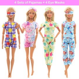 Miunana 11 Prendas y Accesorios para muñecas, incluidos 4 Pijamas, 1 Bata, 1 Toalla de baño, 2 Bufandas y 3 Zapatillas para muñecas de niñas de 30 CM
