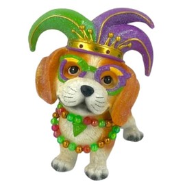 December Diamonds 65-65048 Resin Mardi Gras Beagle with a Jester Hat Hanging Ornament or Will Stand Tabletop, 5 Inches Tall x 3.8 Inches Wide x 5 Inches Deep