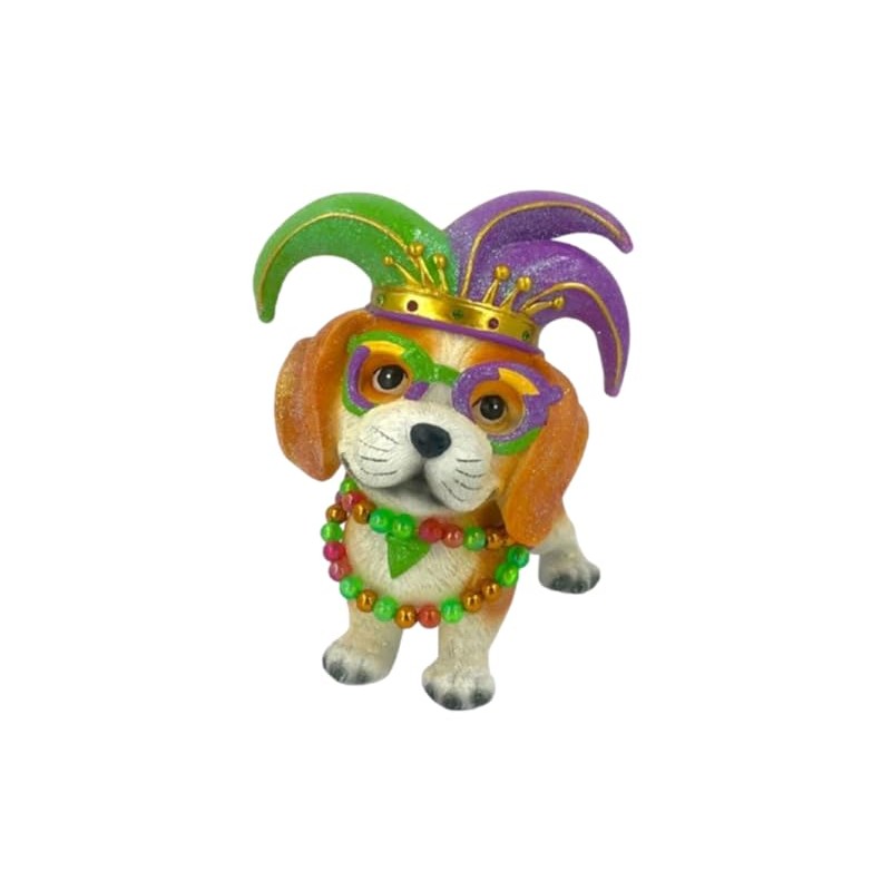 December Diamonds 65-65048 Resin Mardi Gras Beagle with a Jester