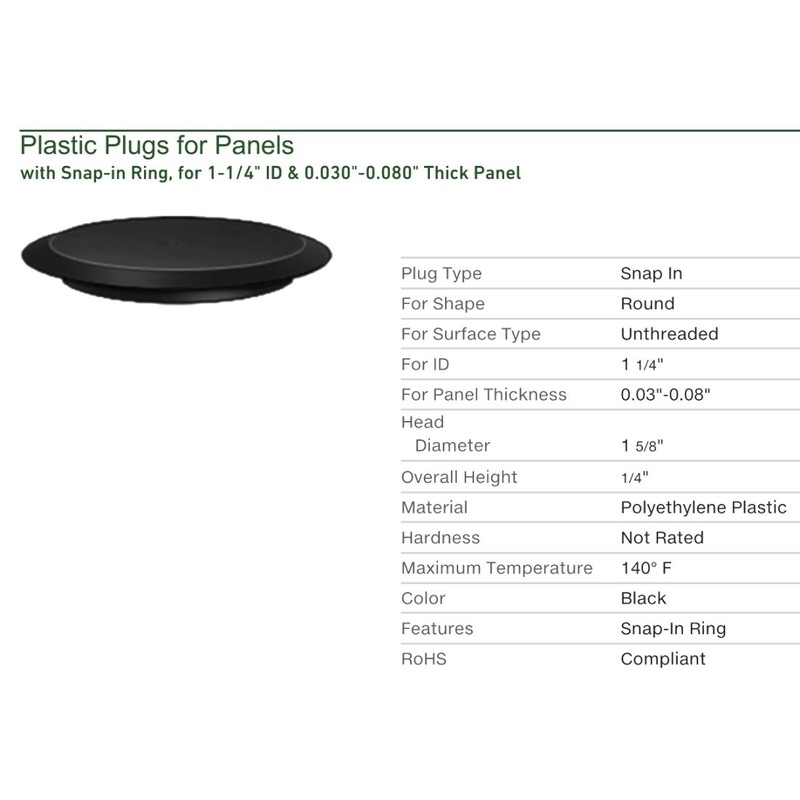 (Pack of 10) 1-1/4" 1.25 inch - Flush Mount Black