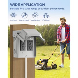 WILAWELS Outdoor Outlet Box, Waterproof Outdoor Electrical Outlet Box, Dual 20 Amp WRTR GFCI Receptacles, 3R Enclosure, Weatherproof Outdoor Receptacle Box for Yard Outside, ETL Listed H04OB06