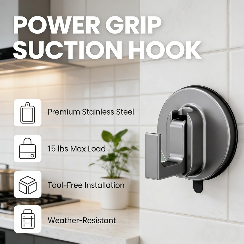 4 Pcs Suction Cup Hooks - Heavy Duty No-Drill Removable