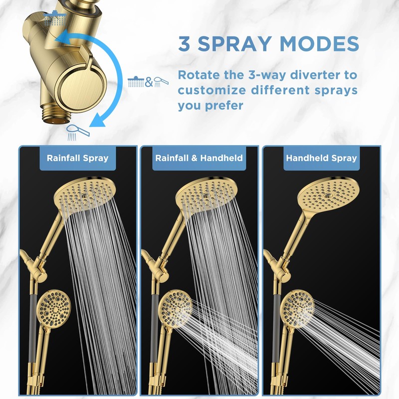 MakeFit Dual Filtered Rain Shower Head Combo, High Pressure Handheld