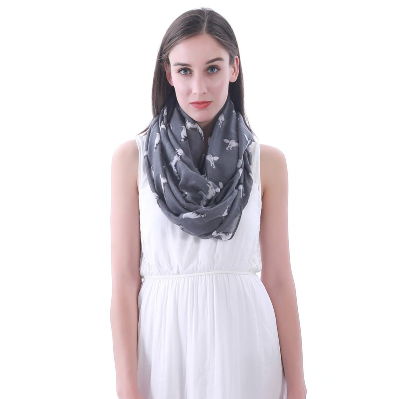 Lina & Lily Women's Loop Scarf Golden Retriever Dog, gray