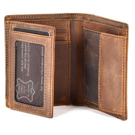 POCARDO Smart Men's Leather Wallet RFID Protection 4 Exclusive Leather Patterns with or without Coin Compartment, Crazy Horse, Wallet