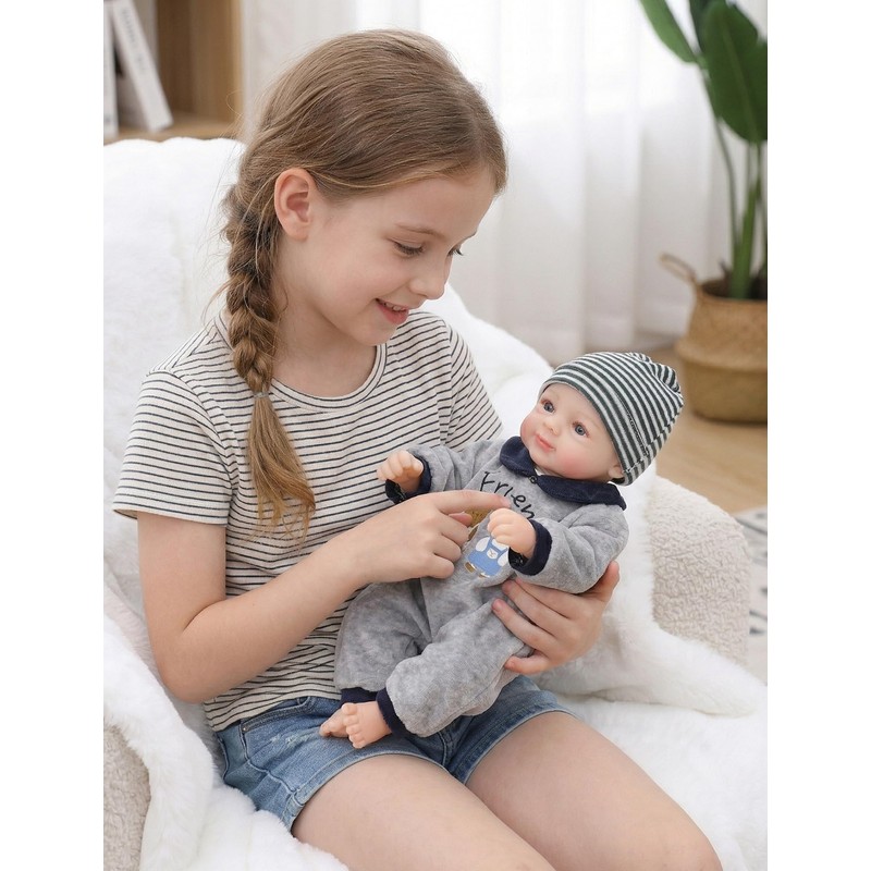Cloveray 12 Inch Full Body Silicone Baby Doll Girl, 2