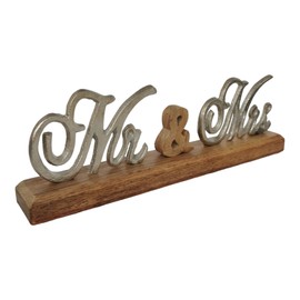 Goldbach Mr & Mrs Lettering Aluminium and Wood 33/10.5/5 cm Large Wedding Stand, 780431