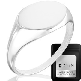 RTZN® Silver Signet Rings for Mens — Premium Stainless Steel Rings Men — 100% Waterproof & Non Tarnish Plain Statement Pinky Mens Signet Ring Silver Pinky Ring for Men (Round Polished | SIZE: 7)