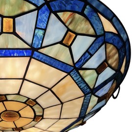 ARTZONE Tiffany Ceiling Lights, Stained Glass Ceiling Light 3-Lights 16 Inch Tiffany Flush Mount Ceiling Light for Bedroom Dining Living Room Entryway Foyer