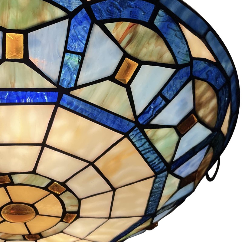 ARTZONE Tiffany Ceiling Lights, Stained Glass Ceiling Light 3-Lights 16