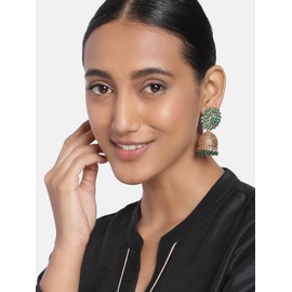 Aheli Jhumka Jhumaki Drop Earrings Indian Traditional Bollywood Fashion Jewelry for Women Girls (verde)
