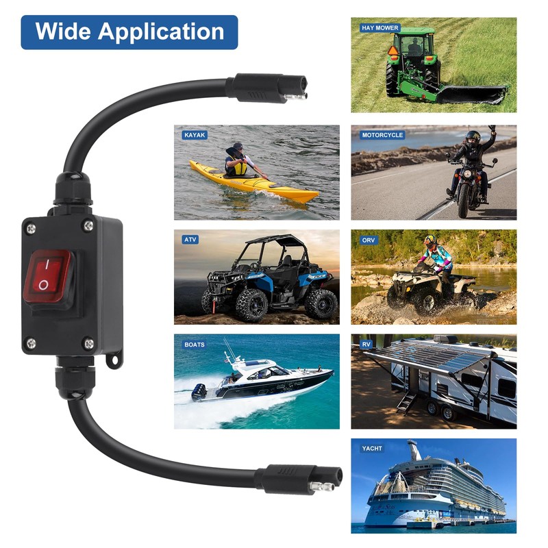 Inline 12V Power Switch, Briidea IP65 Waterproof SAE Connector with