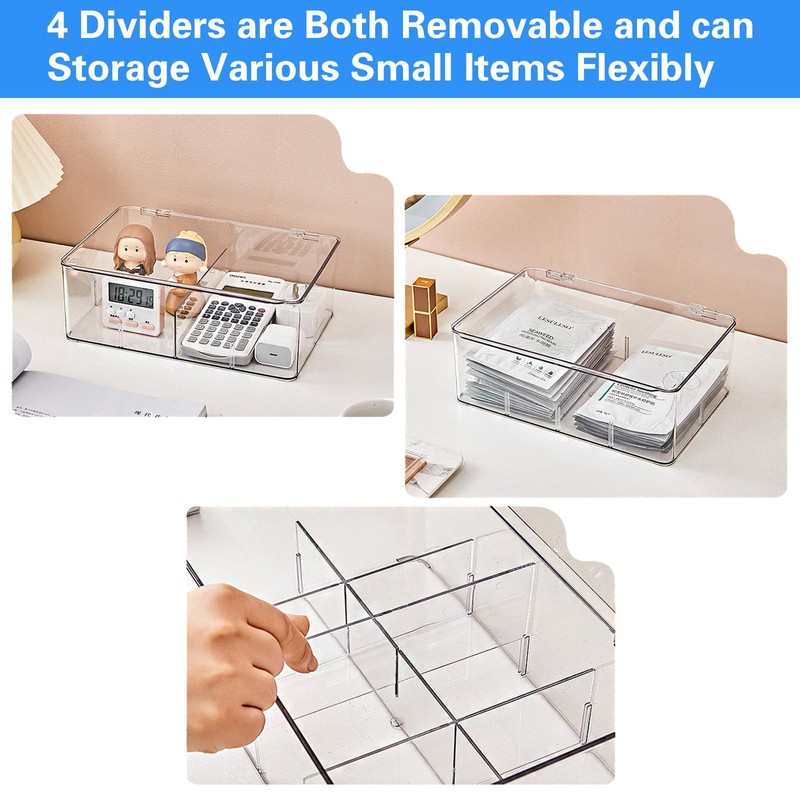 DearCal Tea Storage Boxes- Plastic Transparent Tea box with 8