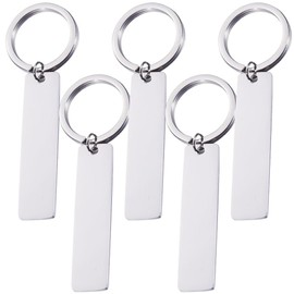 PACKOVE Llavero De Acero Inoxidable En Pulido Espejo 2.56X0.98 Pulgadas Anillo De Llave Para Bricolaje Etiquetas De Llave Mochilas Bolsos