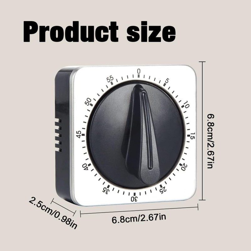Casenly 60 Minute Kitchen Clock, Mechanical Stainless Steel Kitchen Timer,