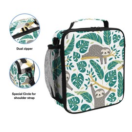 Mädchen Faultier Lunch-Taschen Palme Cool Große Isolierte Lunchbox Tragetasche Kalt Thermo Einfrierbarer Schultergurt für Kinder Teenager Schule Arbeit