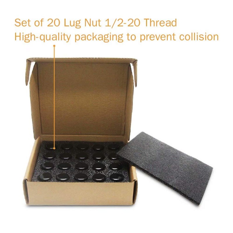 GAsupply Black Lug Nuts, 1/2-20 Closed End Bulge Acorn Lug