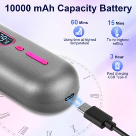 Towwoo Glättungsbürste, Mini-Kamm gegen Verbrennungen, tragbar, für Reisen, mit negativen Ionen, USB-Ladefunktion, professioneller Glättungskamm für alle Haartypen (grau)