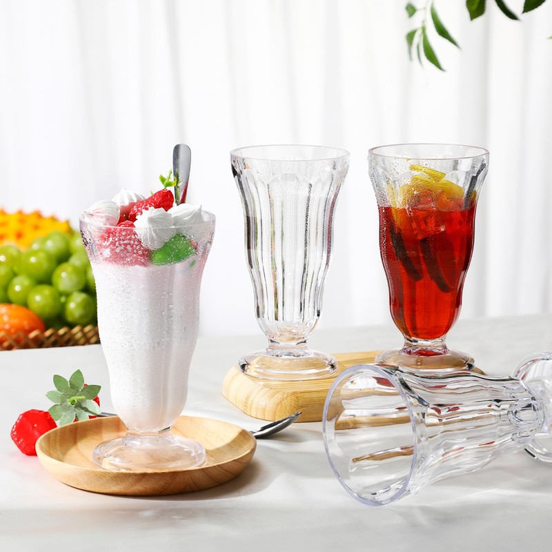 Maxcheck 6 Set Milkshake Glass 17 oz Sundae Glasses with