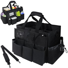 ZKOO Cleaning Bag Cleaning Caddy Organizer, Wearable Cleaning Caddy with Waist & Handles for Cleaning Tool Organizers, Extra-Large Cleaning Caddy Bag Adjustable Compartments for Housekeeping,Gardening