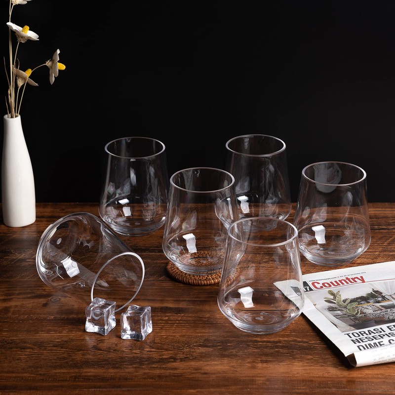 KX-WARE Unbreakable 16-ounce Acrylic Stemless Wine Glasses All Purpose Plastic