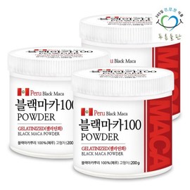 Pureun Deulpan 페루산 블랙 마카 분말 100% 200gx3통 블랙마카 젤라틴화 100% Peruvian Black Maca Powder 200g x 3 Jars Black Maca Gelatinized