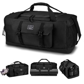WOTWO 55L Gym Yoga Duffel Bag, Large Capacity Sports Travel Bag with Pockets & Shoe Compartment for Women & Men, Weekender Overnight Bag with Adjustable Shoulder Straps