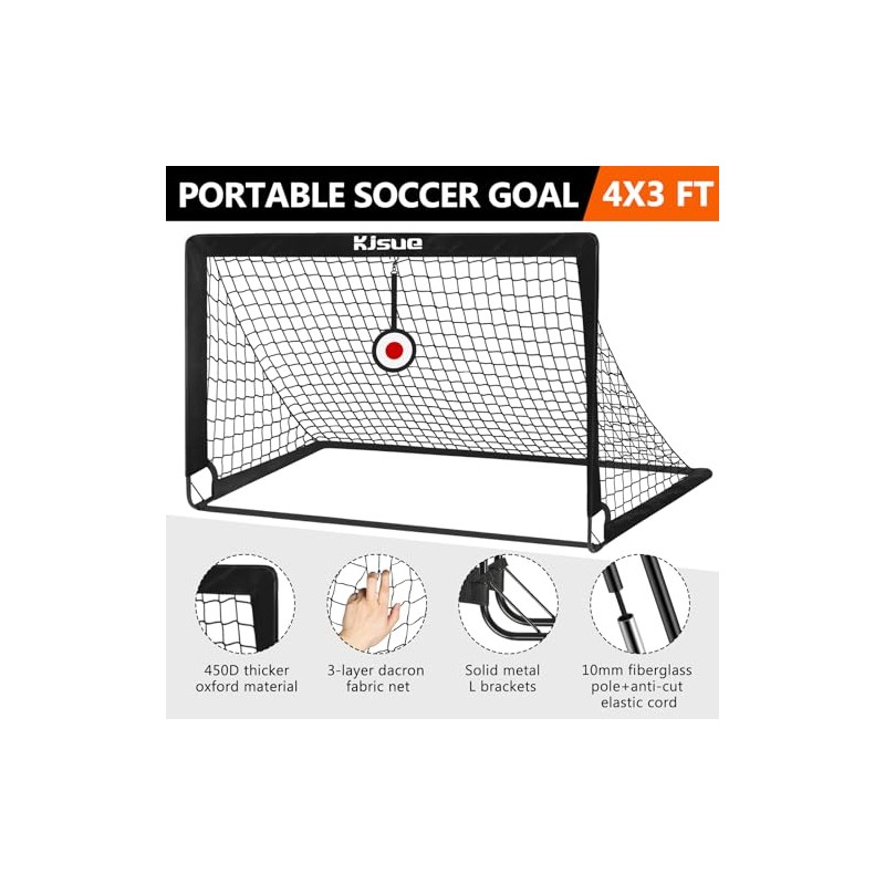 Kids Pop Up Soccer Goal Set with Training Equipment, Portable