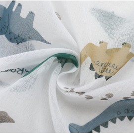 1 x DINOSAUR Multi Animal Nursery Kids Unisex Children Net/Voile Curtain Panel Slot Top Header - 55" Width x 72" Drop