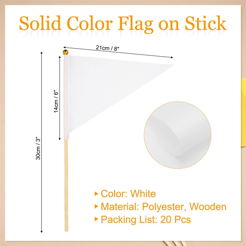 PATIKIL 8x3 Inch Mini Pennant Flags, 20Pcs Wooden Pole Small