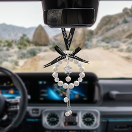 Bling Car Rearview Mirror Hanging, Crystal Rhinestone Vehicle Rear View Pendant, Cute Automotive Interior Hanger Decoration Accessories, Universal for SUV Sedan Truck