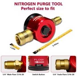 JOYANDRO Tools Used for HVAC Nitrogen Purging Tools,Nitrogen Regulator HVAC Purge,Nitrogen Purge Tool,Metal Nitrogen Purging Tools,Adjustable Nitrogen Flow Regulator,Red