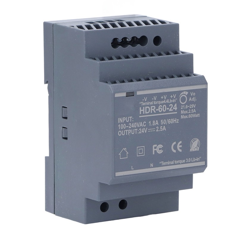 Rail Switching Power Supply 24V Thin Mount 60W 2.5A 100~240VAC