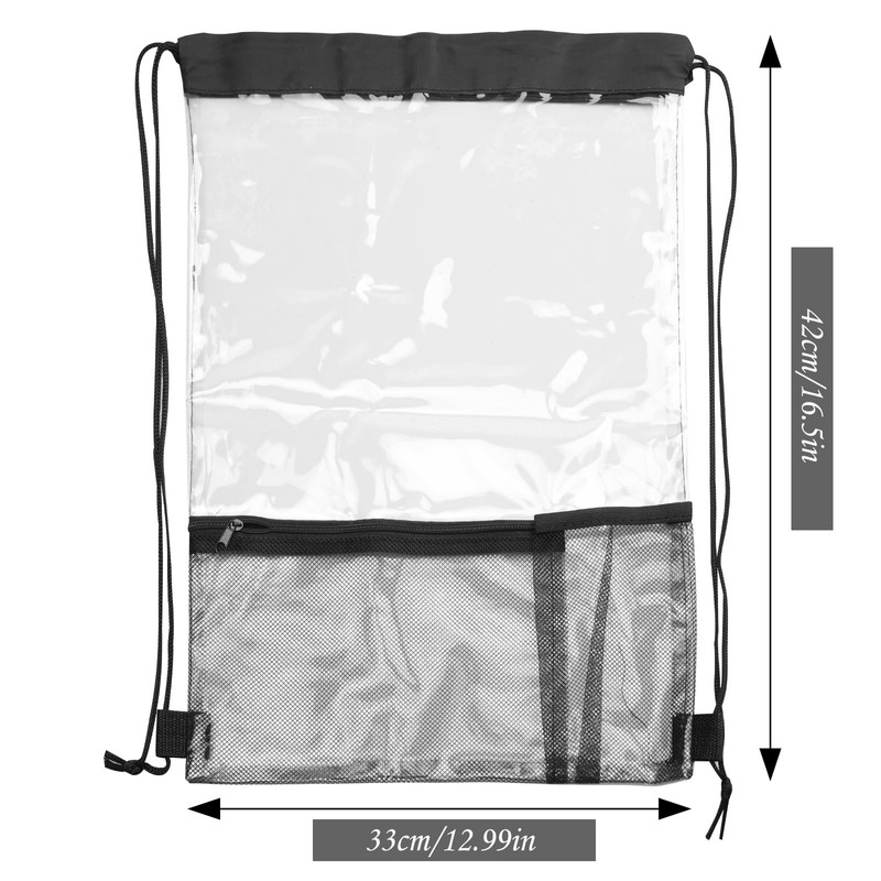 CINDALOG 2 Pack Clear Drawstring Bags, Waterproof Drawstring Backpack PVC