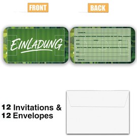 ZELAITE 12x Fußball Einladungskarten zum Kindergeburtstag, Coole Fußball Einladung zum Kinder Geburtstag für Jungen und Mädchen, Witzige Einladungskarte zur Geburtstagsfeier (F)