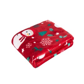 Elegant Comfort Luxury Velvet Super Soft Christmas Prints Fleece Blanket-Holiday Theme Home Décor Fuzzy Warm and Cozy Throws for Winter Bedding, Couch and Gift, 50 x 60 inch, Red Snowman
