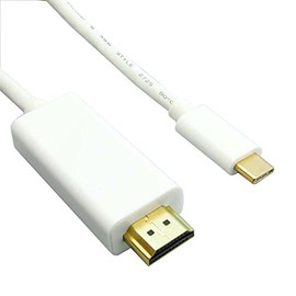 CableWholesale USB C to HDMI Video Cable for Home Office 4K@30Hz, USB Type C to HDMI Cable for MacBook, Android Tablet, Galaxy, PC, 3ft, White, Type C to HDMI 4K Adapter