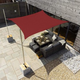 INFRANGE Waterproof Red 8' x 11' Rectangle Sun Shade Sail Canopy Awning Shelter Fabric Screen, 95% UV Blockage UV & Water Resistant, for Outdoor Patio Garden Carport - Customized