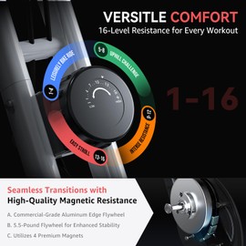 Foldable Exercise Bike for Small Apartments, Lightweight Stationary Bikes for Home, Indoor Portable Cycling Bike with 16-Level Magnetic Resistance, 260LBS Capacity, 5.5 LBS Flywheel, Designed for Small Space Workout 816 White