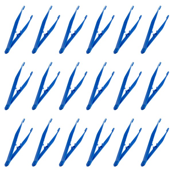 MEABEN 100 PCS Plastic Craft Disposable Tweezers, Bulk Priced Blue Forceps Tapered Tweezers, Handmake Fuse Beads Manual DIY Tool Handmade Crafts Kit Accessories for DIY Art Crafts