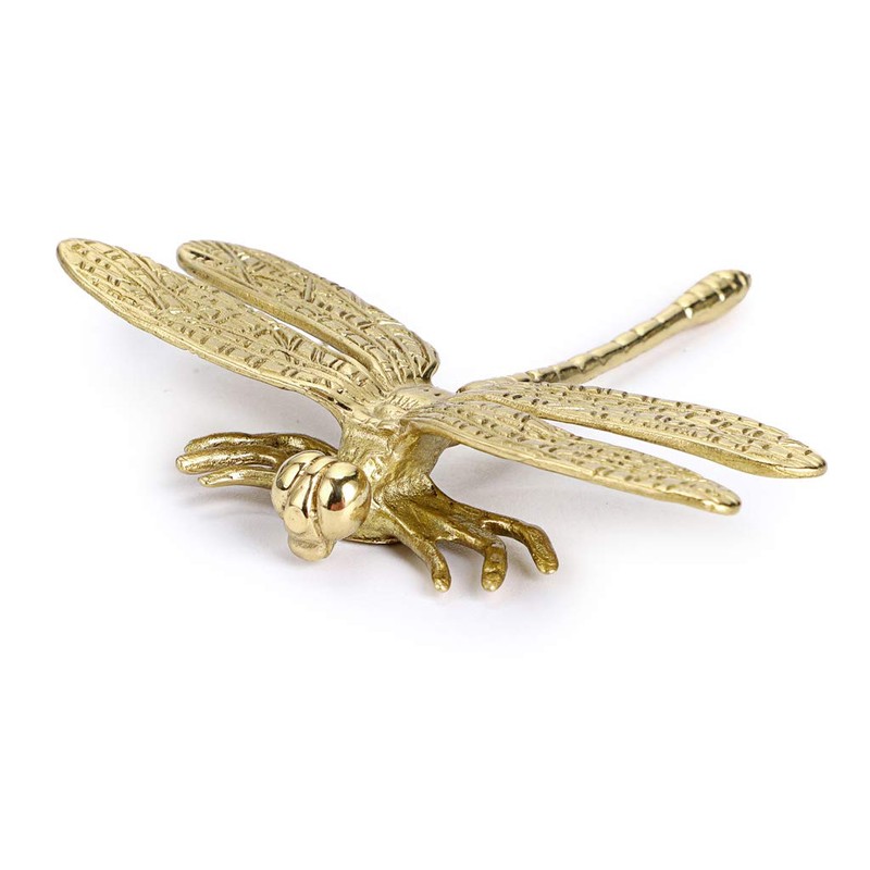 JUXYES Pack of 2 Brass Dragonfly Cabinet Knobs, Golden Tone