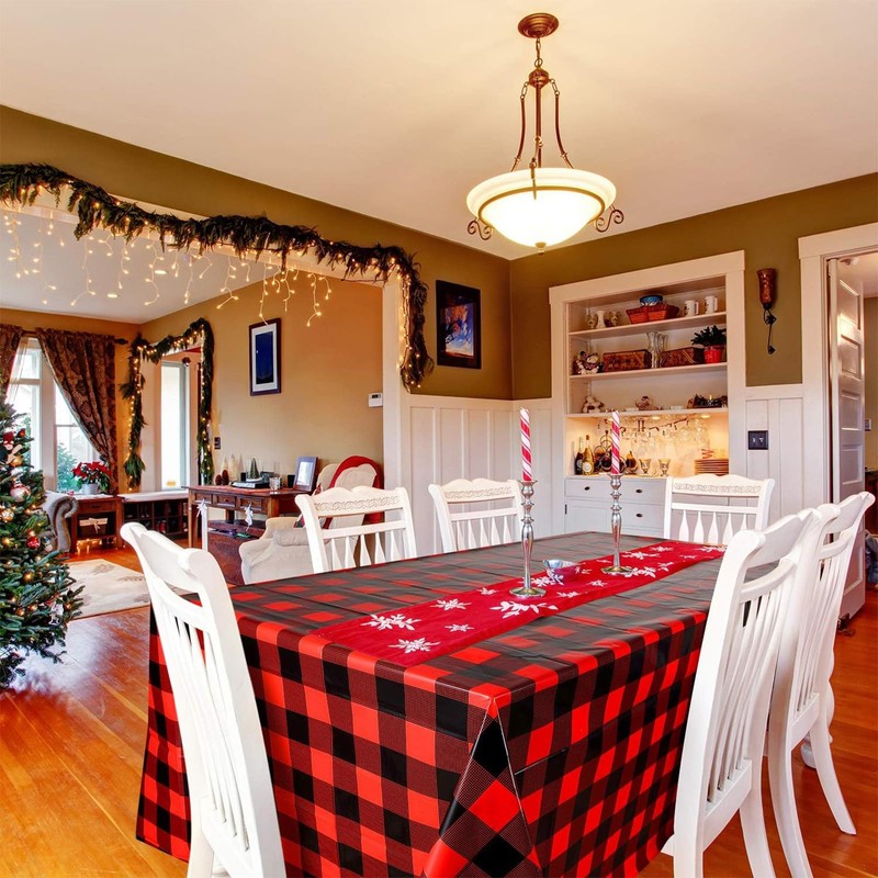 2pack Red and White Gingham Checkered Table Cloth Party,137*274cm Wipe