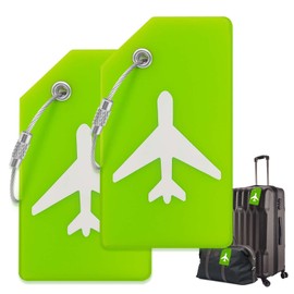Luggage Tags for Suitcases, Quickly Spot 2Pcs Luggage Identifier Tags, Travel Essentials Accessories Name Tags for Backpacks, Suitcases, Travel Bags, Baggage, Cruise - Flexible Silicone (Green)