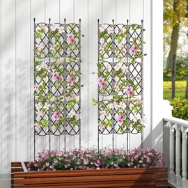 HAPPYGRILL Trellis for Climbing Plants Outdoor, 3-Pack Plant Support Frame, Rustproof Metal Flower Rose Stand Cage for Raised Garden Bed, Potted Plants, Indoor Outdoor Privacy Screen Trellis